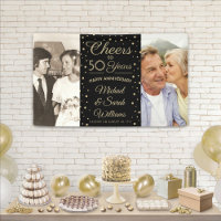 ANY Anniversary Cheers 2 Photo Black and Gold