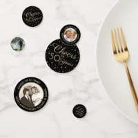 ANY Anniversary Cheers Black & Gold 3 Photo Table