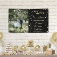 ANY Anniversary Cheers Elegant Photo Black & Gold