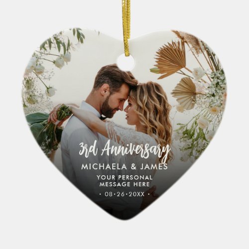 Any Anniversary Couples Names Message  2 Photos Ceramic Ornament