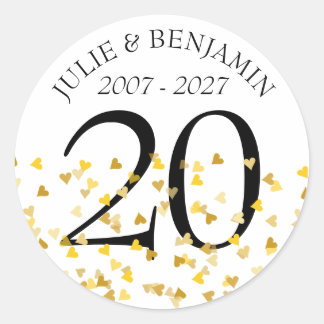 Any Anniversary Gold Hearts Confetti Classic Round Sticker