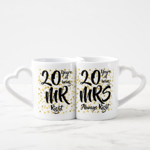 Any Anniversary Gold Hearts Confetti Customisable Coffee Mug Set