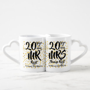 Any Anniversary Gold Hearts Confetti Customisable Coffee Mug Set