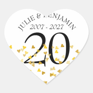 Any Anniversary Gold Hearts Confetti Heart Sticker