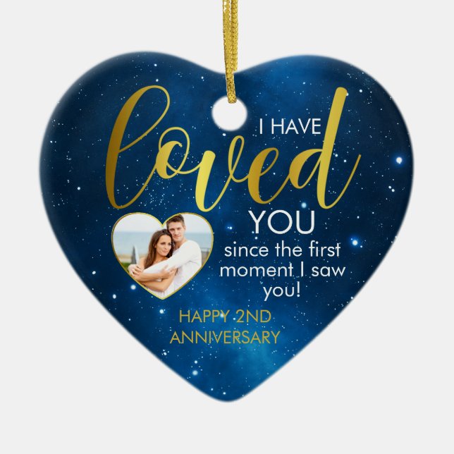 Any Anniversary Love Heart Photo Template Ceramic Ornament (Front)