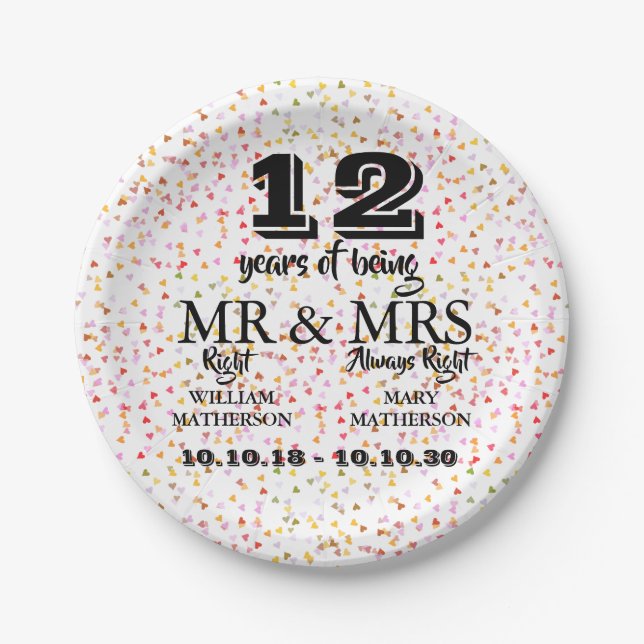 Any Anniversary Mr Mrs Right Paper Plates (Front)