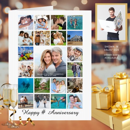 Any Anniversary Photo Collage 21 Photos Custom Card