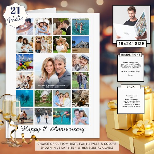 Any Anniversary Photo Collage 21 Photos Custom Card