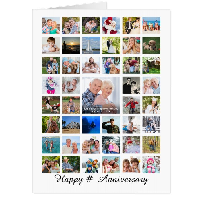 Any Anniversary Photo Collage 45 Photos Custom Card | Zazzle.com