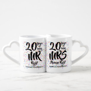 Any Anniversary Rainbow Confetti Customisable Coffee Mug Set