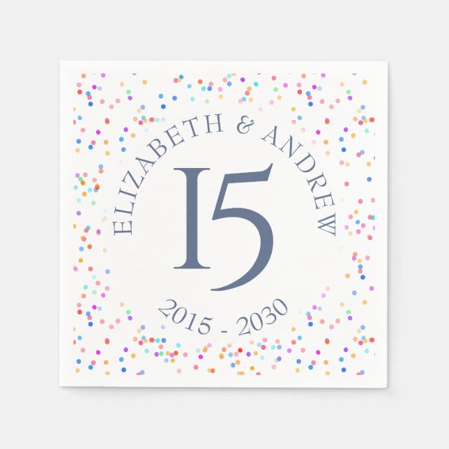 Any Anniversary Rainbow Confetti Napkins (Front)