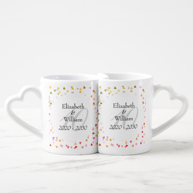 Any Anniversary Rainbow Hearts Confetti Coffee Mug Set (Front Nesting)