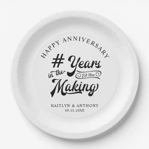 Any Anniversary Retro YEARS IN THE MAKING Black Paper Plates