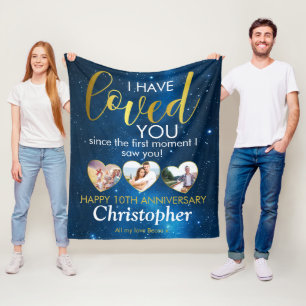 Any Anniversary Romantic Photo Collage Fleece Blanket