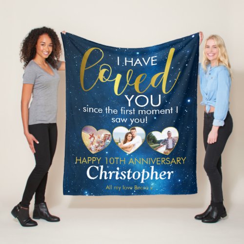 Any Anniversary Romantic Photo Collage Fleece Blanket