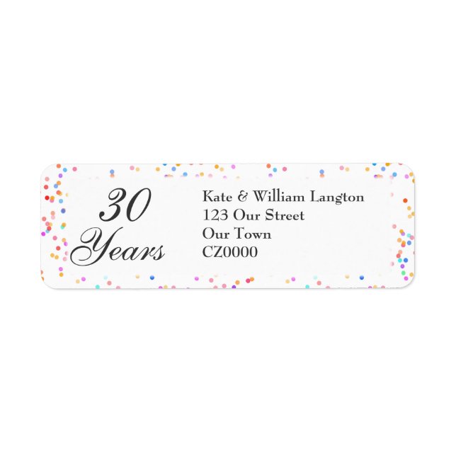 Any Anniversary Romantic Rainbow Confetti Label (Front)