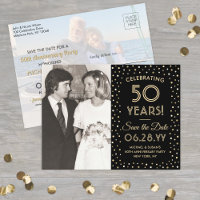 ANY Anniversary Save the Date 2 Photo Black & Gold