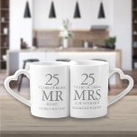 Any Anniversary Silver Mr Mrs Right Coffee Mug Set<br><div class="desc">ANY ANNIVERSARY SILVER MR MRS RIGHT MUGS. Customise the names and dates to create a fun and unique gift to celebrate any wedding anniversary. Designed by Thisisnotme©</div>
