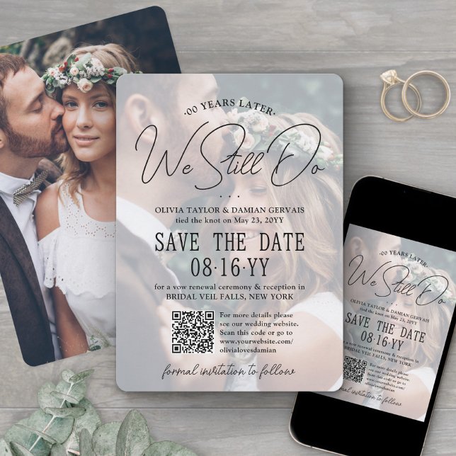 ANY Anniversary We Still Do QR Code 2 Photo Party Save The Date (Creator Uploaded)