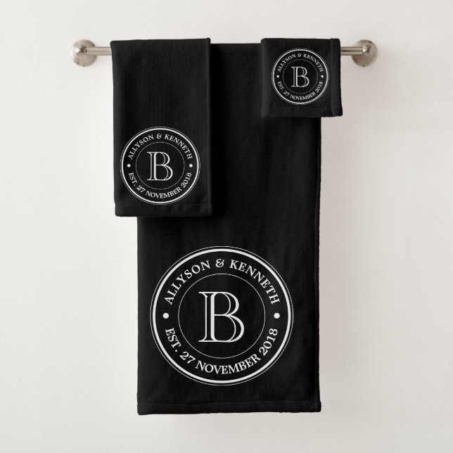 Any Background Color Logo Anniversary Monogram Bath Towel Set (Insitu)
