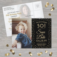 ANY Birthday 2 Photo Black and Gold Save the Date