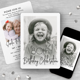 ANY Birthday 2 Photo Chic Stylish Typography Party Invitation