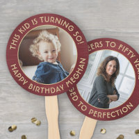 ANY Birthday 2 Photos Brushed Burgundy and Gold