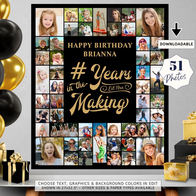 Any Birthday 51 Photo Collage Years in the Making Poster (Creator Uploaded)