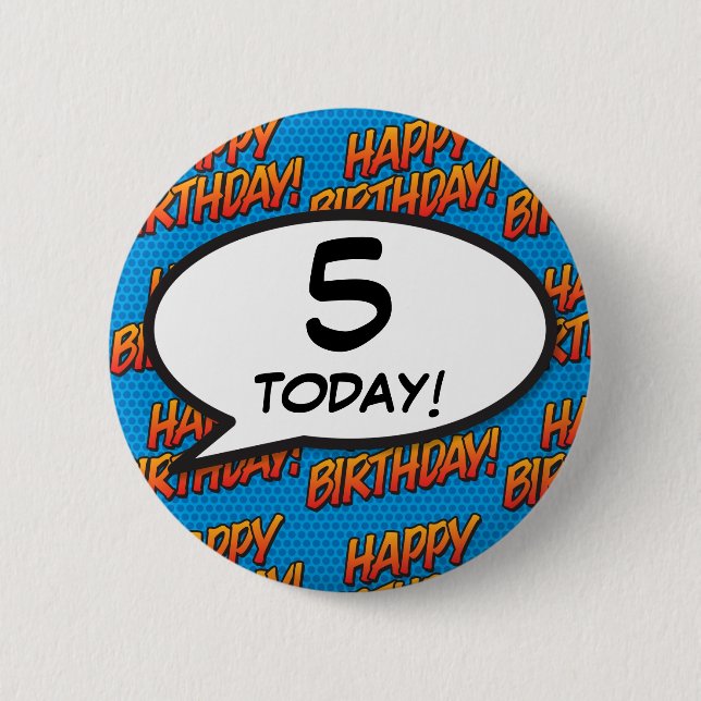 Any Birthday Age Fun Retro Comic Book Button (Front)