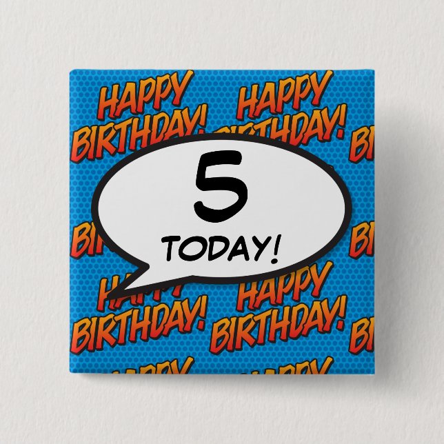 Any Birthday Age Fun Retro Comic Book Pinback Button (Front)