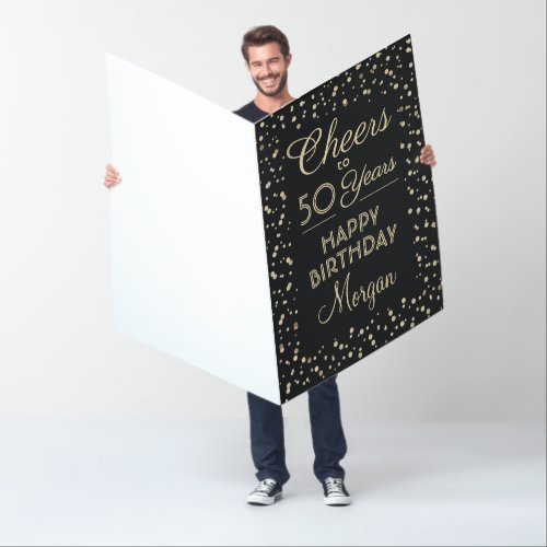 ANY Birthday Cheers Black and Gold Glitter Giant Card