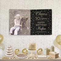 ANY Birthday Cheers Black & Gold Confetti 1 Photo
