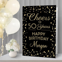 ANY Birthday Cheers Black Gold Confetti Big Giant
