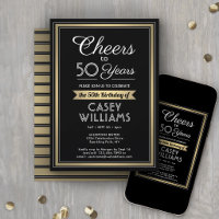 ANY Birthday Cheers Black, White and Gold Party