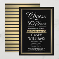 ANY Birthday Cheers Black, White and Gold Party