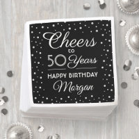ANY Birthday Cheers Black, White & Silver Glitter