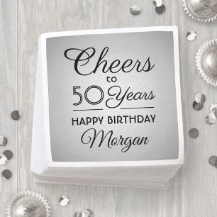 ANY Birthday Cheers Elegant Black & Gray Ombre Napkins