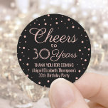 ANY Birthday Cheers Elegant Black & Pink Confetti Classic Round Sticker<br><div class="desc">Add a personalized finishing touch to birthday party thank you notes or favors with custom pink and black round stickers / envelope seals. All text is simple to customize or delete. This template is set up for a 30th birthday for her, but can easily be changed to another year or...</div>