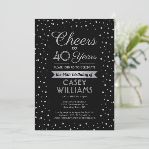ANY Birthday Cheers Elegant Confetti Black