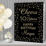 ANY Birthday Cheers Huge Black and Gold Glitter Card<br><div class="desc">Go big with your happy birthday wishes with a huge black and gold confetti birthday card. The "Cheers to 50 Years" on this template is simple to personalize for any year birthday. Create your own unique keepsake gift that has a giant space inside for friends and family to sign and...</div>