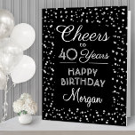 ANY Birthday Cheers Huge Black and Silver Glitter Card<br><div class="desc">Go big with your happy birthday wishes with a huge black and white confetti birthday card. The "Cheers to 40 Years" on this template is simple to personalize for any year birthday. Create your own unique keepsake gift that has a giant space inside for friends and family to sign and...</div>