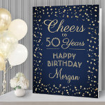 ANY Birthday Cheers Huge Navy Blue & Gold Glitter Card<br><div class="desc">Go big with your happy birthday wishes with a huge navy blue and gold confetti birthday card. The "Cheers to 50 Years" on this template is simple to personalize for any year birthday. Create your own unique keepsake gift that has a giant space inside for friends and family to sign...</div>