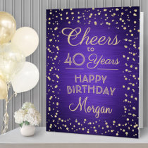 ANY Birthday Cheers Huge Purple and Gold Glitter Card