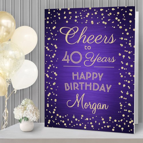 ANY Birthday Cheers Huge Purple and Gold Glitter Card