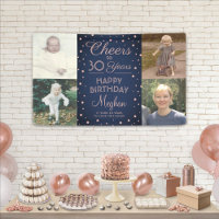 ANY Birthday Cheers Navy Blue and Pink 4 Photo