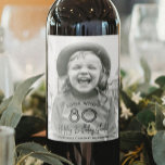 ANY Birthday Chic Black Typography Photo Party Wine Label<br><div class="desc">Add an elegant personalized touch to birthday party decorations with stylish custom photo wine bottle labels. The pictures and wording on this template are simple to customize. (IMAGE PLACEMENT TIP: An easy way to position a photo exactly how you want is to crop it before uploading to the Zazzle website.)...</div>
