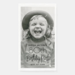 ANY Birthday Chic Stylish Typography & Photo Party Paper Guest Towels
