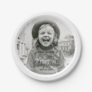 ANY Birthday Chic Stylish Typography Photo Party Paper Plates