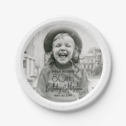 ANY Birthday Chic Stylish Typography Photo Party Paper Plates