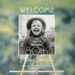 ANY Birthday Chic Typography Photo Party Welcome Acrylic Sign<br><div class="desc">Welcome guests to an elegant birthday party celebration with a stylish custom photo 20"x30" foam board sign. The picture and all wording on this template are simple to personalize. It's set up for an 80th birthday, but is simple to customize for any year or event type. The modern white and...</div>